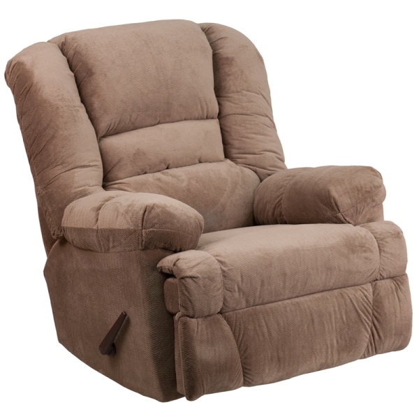 Contemporary Dynasty Camel Microfiber Rocker Recliner by Flash