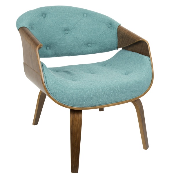 Curvo-Mid-Century-Modern-Tufted-Accent-Chair-in-Walnut-and-Teal-Fabric-by-LumiSource