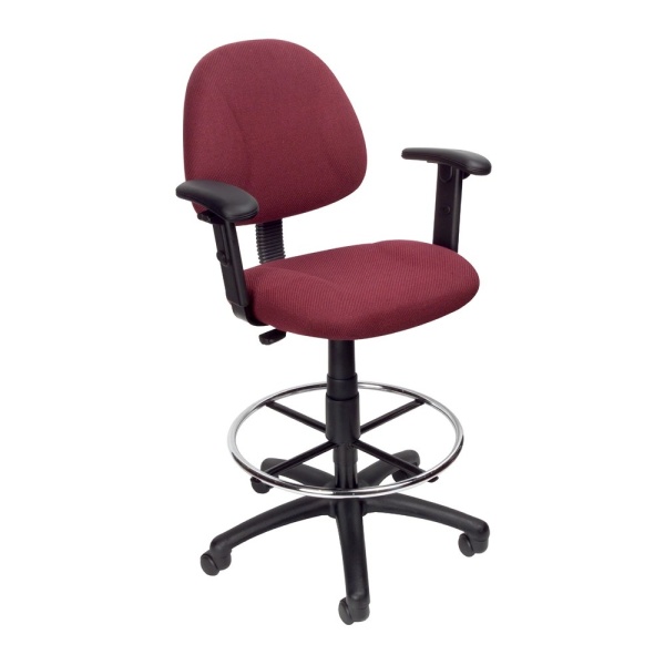 Drafting-Stool-with-Adjustable-Arms-with-Burgundy-Crepe-Fabric-Upholstery-by-Boss-Office-Products