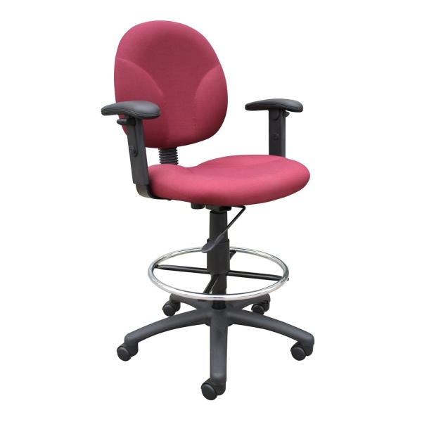 Drafting-Stool-with-Adjustable-Arms-with-Burgundy-Crepe-Fabric-Upholstery-by-Boss-Office-Products