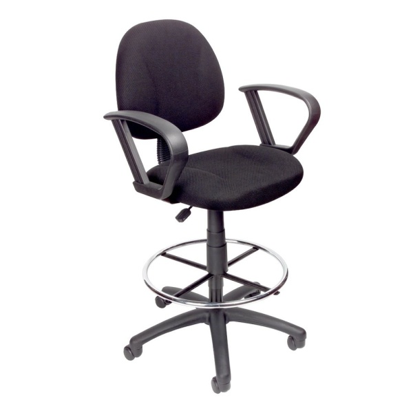 Drafting-Stool-with-Loop-Arms-with-Black-Crepe-Fabric-Upholstery-by-Boss-Office-Products