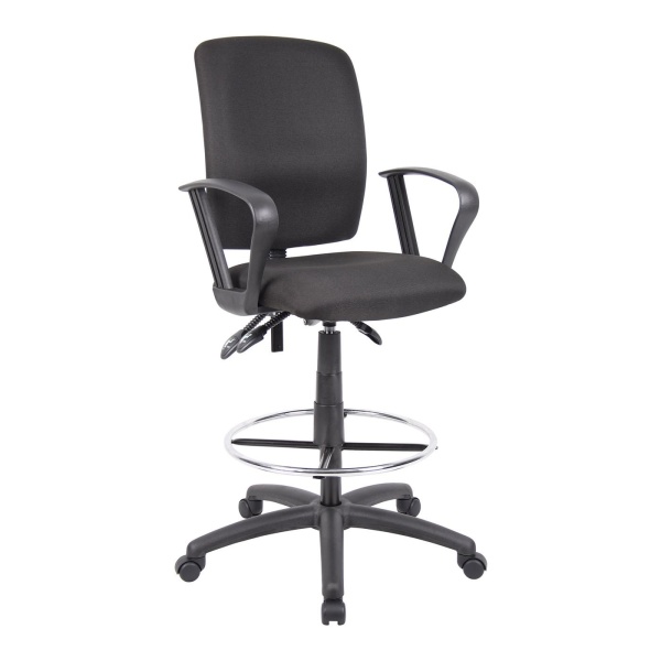 Drafting-Stool-with-Loop-Arms-with-Black-Crepe-Fabric-Upholstery-by-Boss-Office-Products