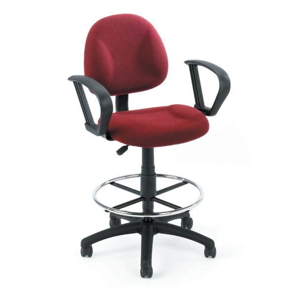 Drafting-Stool-with-Loop-Arms-with-Burgundy-Crepe-Fabric-Upholstery-by-Boss-Office-Products