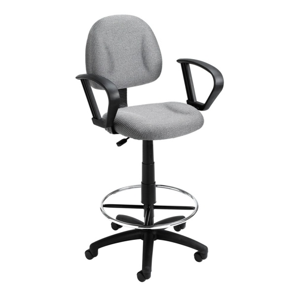 Drafting-Stool-with-Loop-Arms-with-Gray-Crepe-Fabric-Upholstery-by-Boss-Office-Products