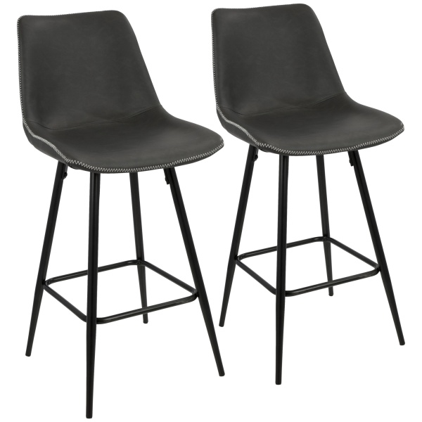 Durango-26-Contemporary-Counter-Stool-in-Black-with-Grey-Vintage-Faux-Leather-by-LumiSource-Set-of-2