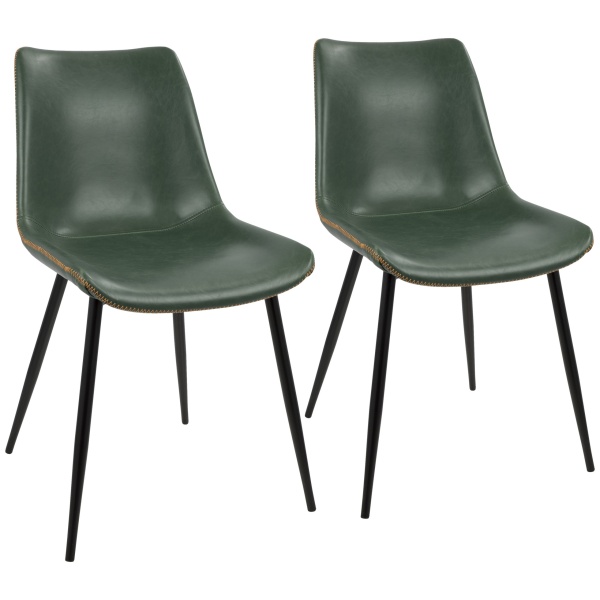 Durango-Industrial-Dining-Chair-in-Black-with-Green-Vintage-Faux-Leather-by-LumiSource-Set-of-2