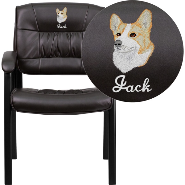 Embroidered-Brown-Leather-Executive-Side-Reception-Chair-with-Black-Frame-Finish-by-Flash-Furniture