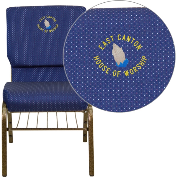 Embroidered-HERCULES-Series-18.5W-Church-Chair-in-Navy-Blue-Patterned-Fabric-with-Book-Rack-Gold-Vein-Frame-by-Flash-Furniture