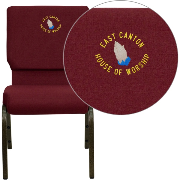 Embroidered-HERCULES-Series-18.5W-Stacking-Church-Chair-in-Burgundy-Fabric-Gold-Vein-Frame-by-Flash-Furniture