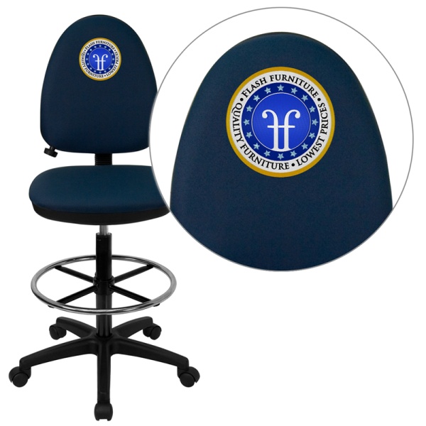 Embroidered-Mid-Back-Navy-Blue-Fabric-Multifunction-Drafting-Chair-with-Adjustable-Lumbar-Support-by-Flash-Furniture