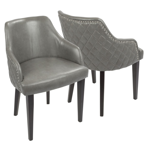 Esteban-Contemporary-Dining-Chair-with-Chrome-Studded-Trim-in-Espresso-with-Grey-Faux-Leather-by-LumiSource-Set-of-2