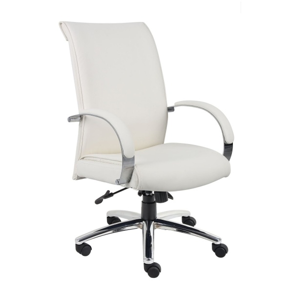 Executive Office Chair with White CaressoftPlus Upholstery by Boss