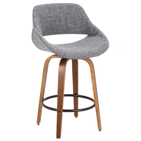 Fabrico-Mid-Century-Modern-Counter-Stool-in-Walnut-and-Grey-Noise-Fabric-by-LumiSource