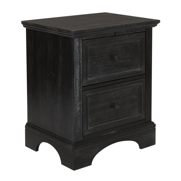 Farmhouse-Basics-2-Drawer-Nightstand-with-Tray-in-Rustic-Black-Finish-by-OSP-Office-Star