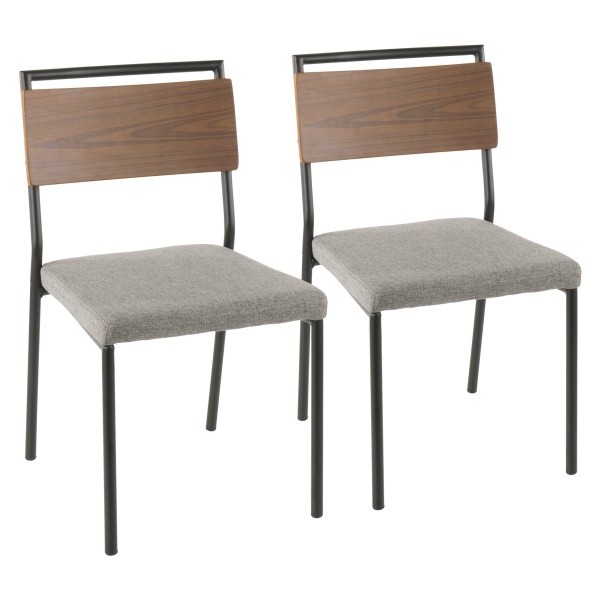 Fiji-Contemporary-Chair-in-Black-Metal-with-Grey-Fabric-and-Walnut-Wood-Accent-by-LumiSource-Set-of-2