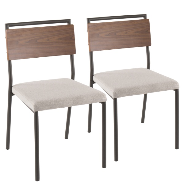 Fiji-Contemporary-Chair-in-Grey-Metal-with-Cream-Fabric-and-Walnut-Wood-Accent-by-LumiSource-Set-of-2