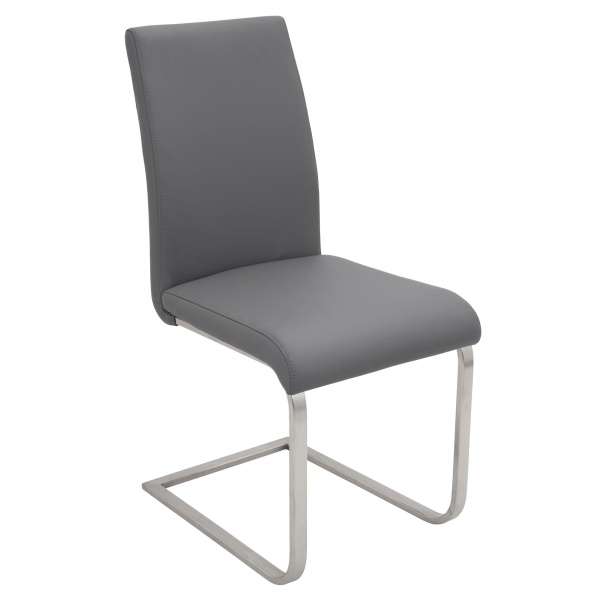 Foster-Dining-Chairs-in-Grey-PU-Brushed-Stainless-Steel-frame-Set-of-2-by-LumiSource