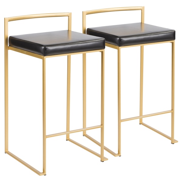 Fuji-Contemporary-Glam-Counter-Stool-in-Gold-with-Black-Faux-Leather-by-LumiSource-Set-of-2