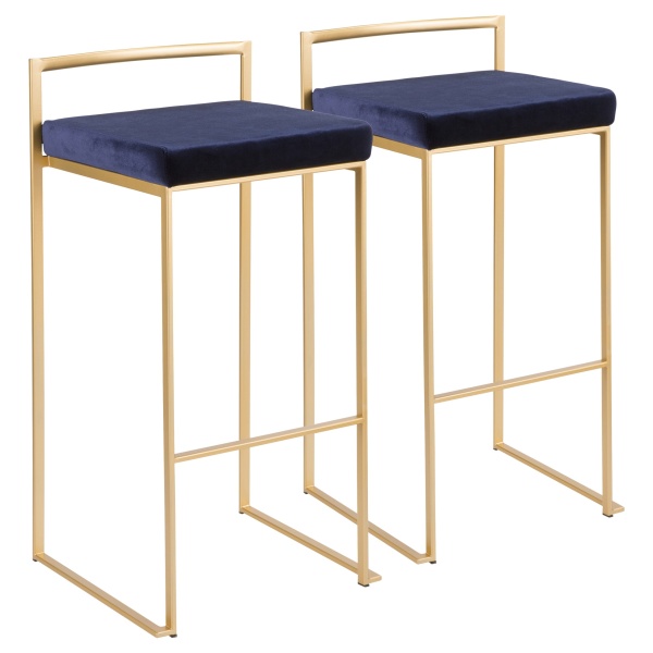 Fuji-Contemporary-Glam-Stackable-Barstool-in-Gold-with-Blue-Velvet-Cushion-by-LumiSource-Set-of-2