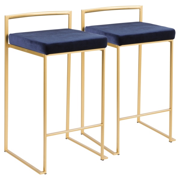 Fuji-Contemporary-Glam-Stackable-Counter-Stool-in-Gold-with-Blue-Velvet-Cushion-by-LumiSource-Set-of-2