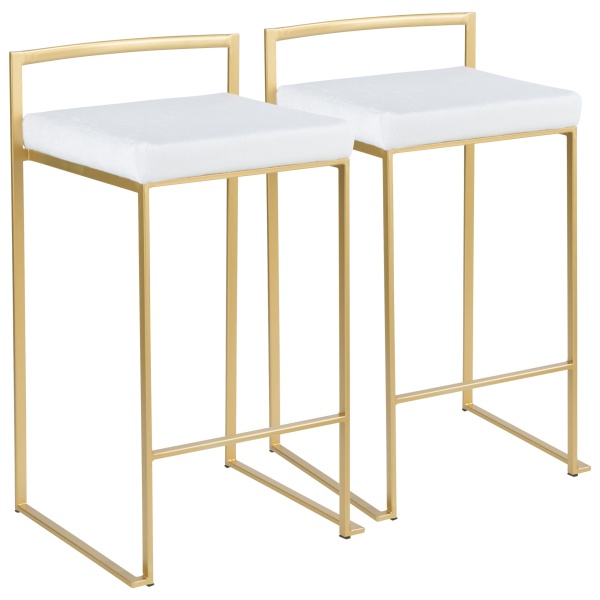 Fuji-Contemporary-Glam-Stackable-Counter-Stool-in-Gold-with-White-Mohair-Cushion-by-LumiSource-Set-of-2