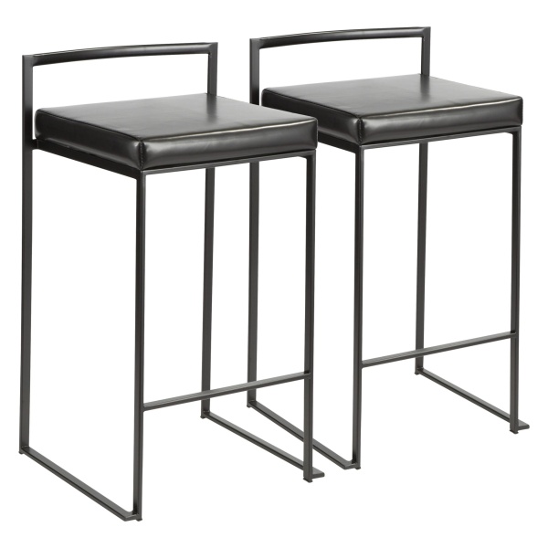 Fuji-Contemporary-Stackable-Counter-Stool-in-Black-with-Black-Faux-Leather-Cushion-by-LumiSource-Set-of-2