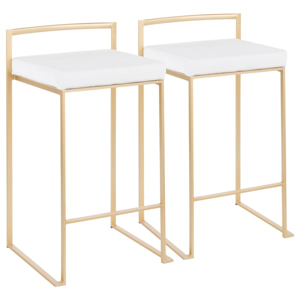 Fuji-Contemporary-Stackable-Counter-Stool-in-Gold-with-White-Velvet-Cushion-by-LumiSource-Set-of-2