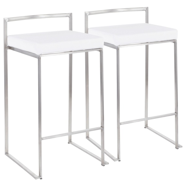 Fuji-Contemporary-Stackable-Counter-Stool-in-Stainless-Steel-with-White-Velvet-Cushion-by-LumiSource-Set-of-2