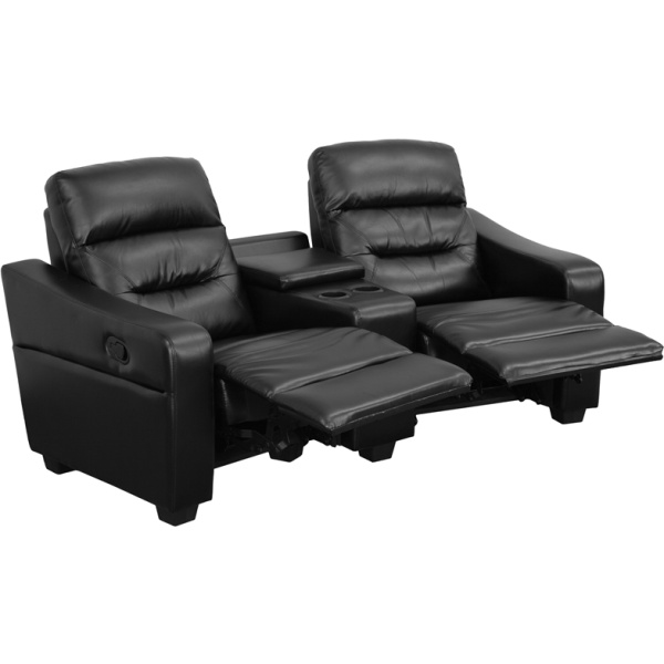 Futura-Series-2-Seat-Reclining-Black-Leather-Theater-Seating-Unit-with-Cup-Holders-by-Flash-Furniture