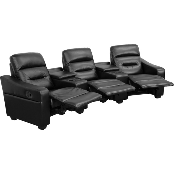 Futura-Series-3-Seat-Reclining-Black-Leather-Theater-Seating-Unit-with-Cup-Holders-by-Flash-Furniture