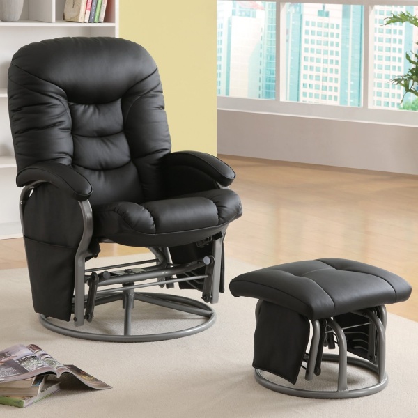 Glider-with-Ottoman-with-Black-Leatherette-Upholstery-by-Coaster-Fine-Furniture