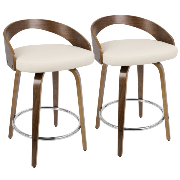 Grotto-Mid-Century-Modern-Counter-Stool-with-Swivel-in-Walnut-with-Cream-Faux-Leather-by-LumiSource