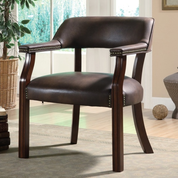 Guest-Office-Chair-with-Brown-Leather-like-Vinyl-Upholstery-Without-Casters-by-Coaster-Fine-Furniture