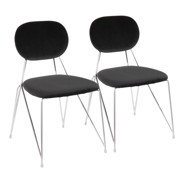 Gwen-Contemporary-Chair-in-Chrome-with-Black-Velvet-by-LumiSource-Set-of-2