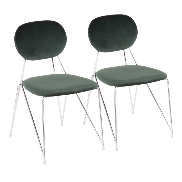 Gwen-Contemporary-Chair-in-Chrome-with-Green-Velvet-by-LumiSource-Set-of-2