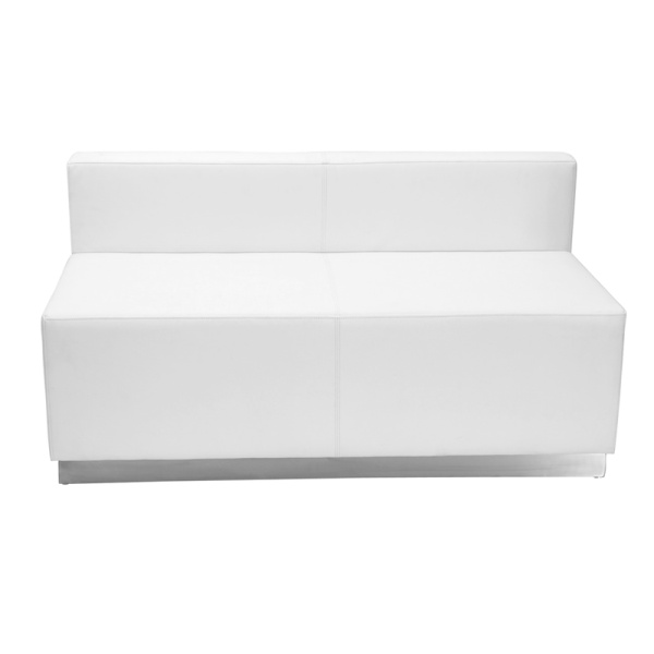 HERCULES-Alon-Series-Melrose-White-Leather-Loveseat-with-Brushed-Stainless-Steel-Base-by-Flash-Furniture