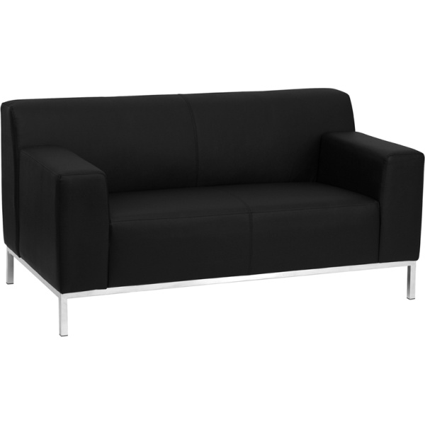 HERCULES-Definity-Series-Contemporary-Black-Leather-Loveseat-with-Stainless-Steel-Frame-by-Flash-Furniture