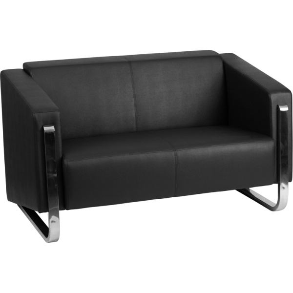 HERCULES-Gallant-Series-Contemporary-Black-Leather-Loveseat-with-Stainless-Steel-Frame-by-Flash-Furniture