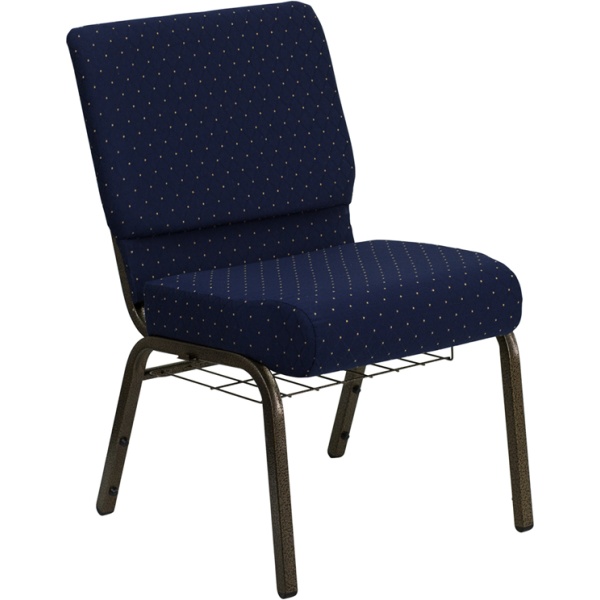 HERCULES-Series-21W-Church-Chair-in-Navy-Blue-Dot-Patterned-Fabric-with-Book-Rack-Gold-Vein-Frame-by-Flash-Furniture