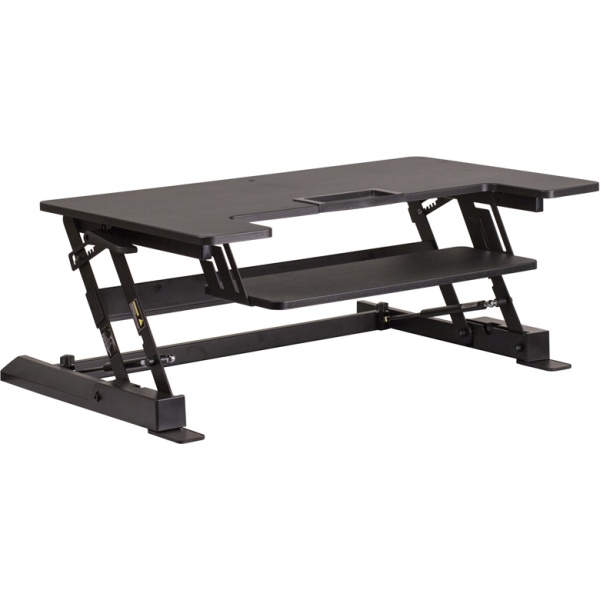 HERCULES-Series-36.25W-Black-Sit-Stand-Height-Adjustable-Desk-with-Height-Lock-Feature-and-Keyboard-Tray-by-Flash-Furniture