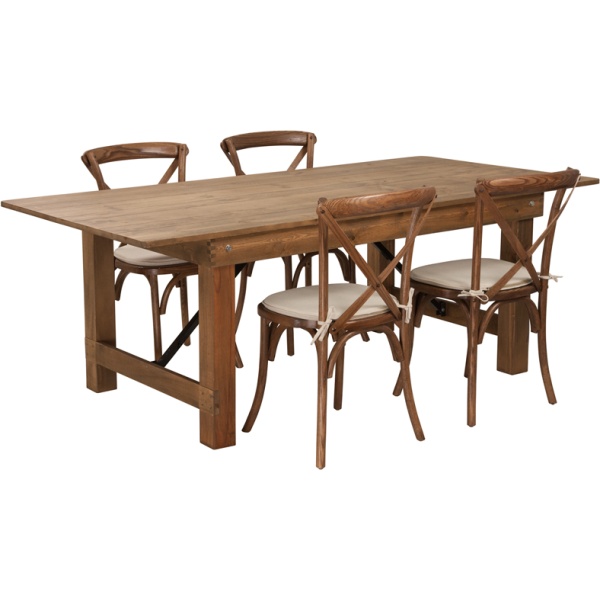 HERCULES-Series-7-x-40-Antique-Rustic-Folding-Farm-Table-Set-with-4-Cross-Back-Chairs-and-Cushions-by-Flash-Furniture