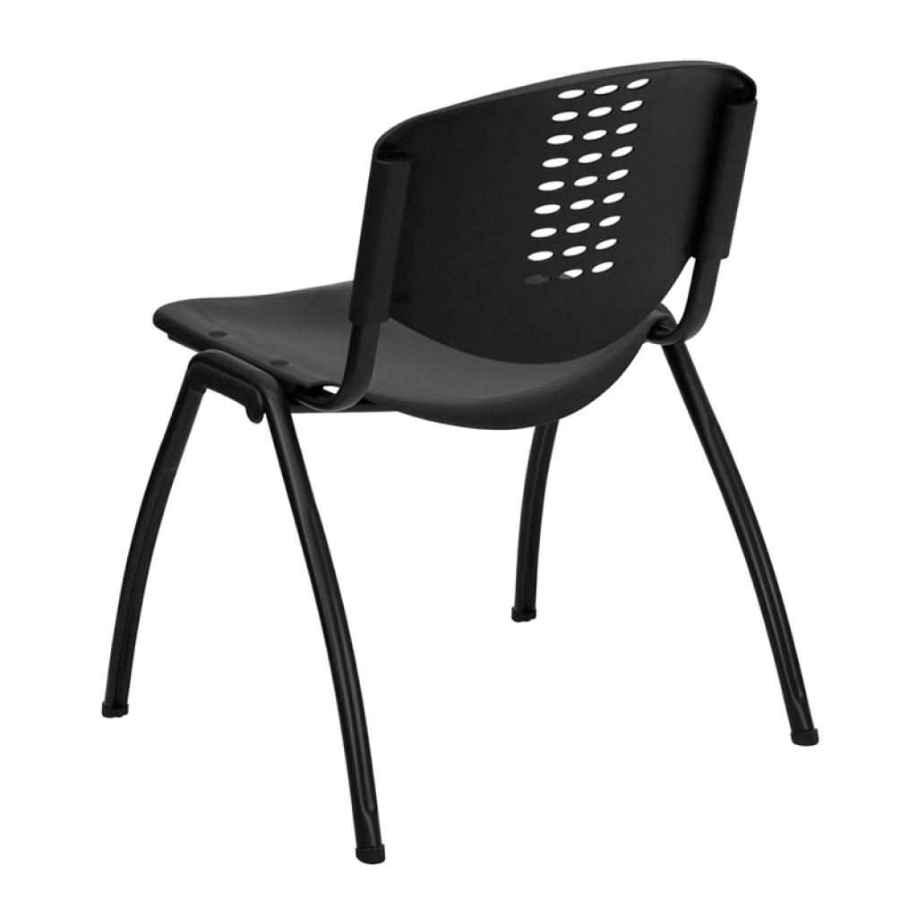 HERCULES Series 880 lb. Capacity Black Plastic Stack Chair with Black ...