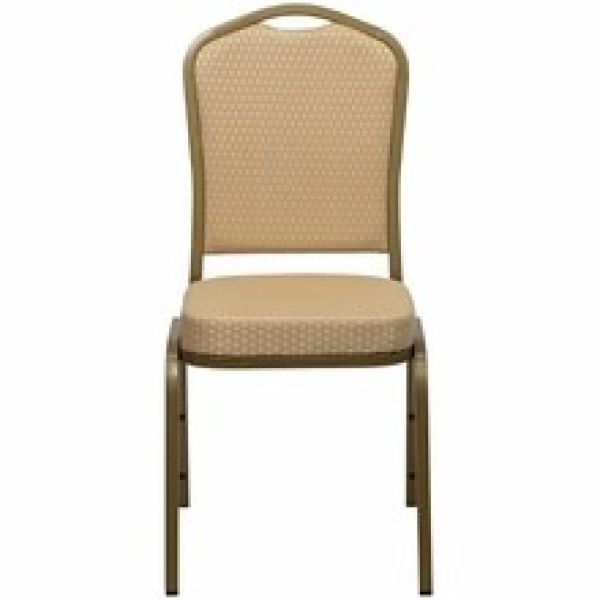 Black Fabric Crown Back Banquet Chair w/ Gold-Vein Frame
