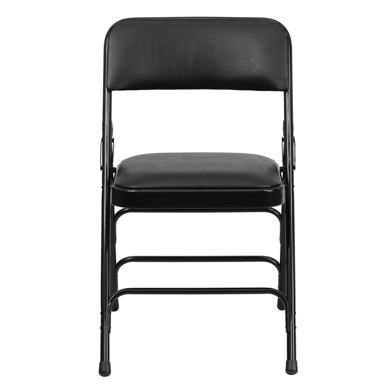 HERCULES Series Curved Triple Braced & Double Hinged Black Vinyl Fabric ...