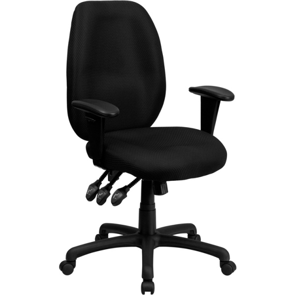 High-Back-Black-Fabric-Multifunction-Ergonomic-Executive-Swivel-Chair-with-Adjustable-Arms-by-Flash-Furniture