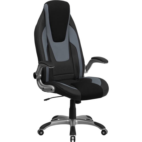 High-Back-Black-and-Gray-Vinyl-Executive-Swivel-Chair-with-Black-Mesh-Insets-and-Flip-Up-Arms-by-Flash-Furniture