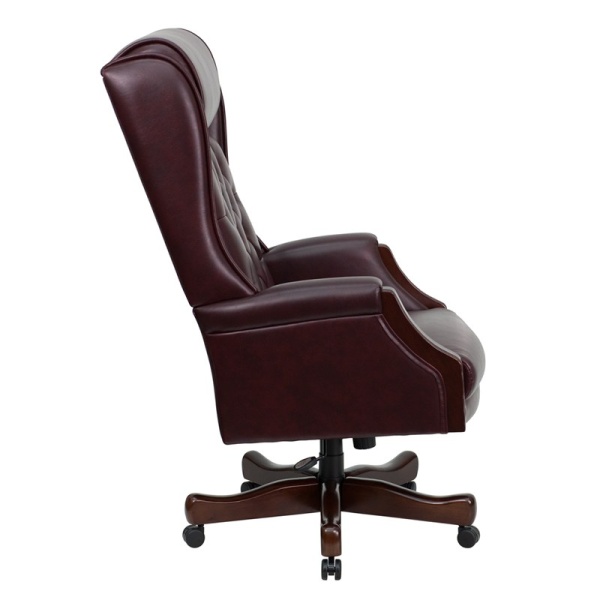 High back best sale tufted leather chair