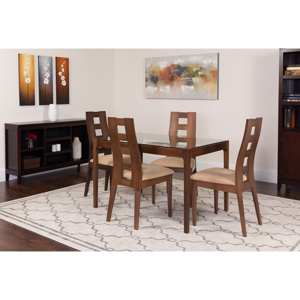 Hollister-5-Piece-Walnut-Wood-Dining-Table-Set-with-Glass-Top-and-Window-Pane-Back-Wood-Dining-Chairs-Padded-Seats-by-Flash-Furniture