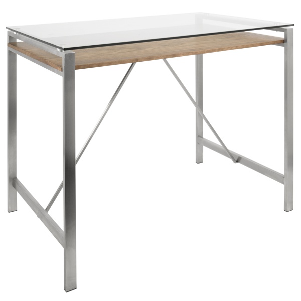 Hover-Mid-Century-Modern-Counter-Table-with-Brushed-Stainless-Steel-Frame-Walnut-Wood-Shelf-and-Clear-Glass-Top-by-LumiSource