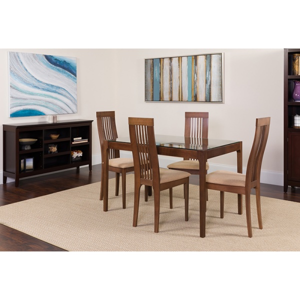 Imperial-5-Piece-Walnut-Wood-Dining-Table-Set-with-Glass-Top-and-Framed-Rail-Back-Design-Wood-Dining-Chairs-Padded-Seats-by-Flash-Furniture